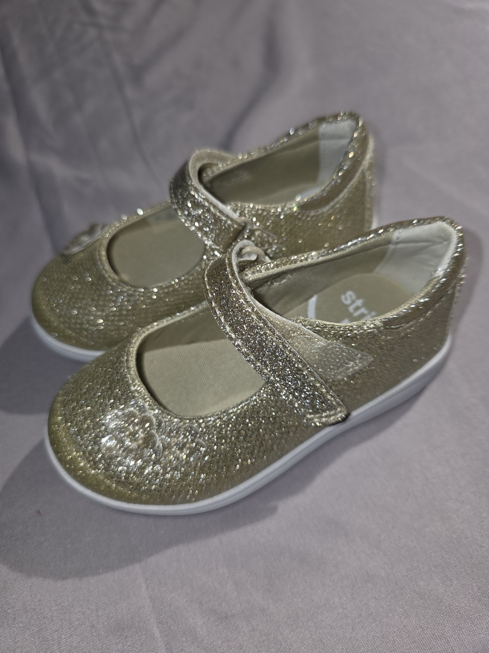 Stride Rite Girls Gold Glitter Mary Jane Dress Shoes
